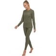 thumbnail image 2 of Little Donkey Andy Women's Fleece Lined Thermals Underwear Set Base Layer Long Johns Cold Weather Top Bottom Olive Green Medium, 2 of 7