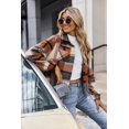 thumbnail image 2 of Chaqueta de otoño a cuadros de franela corta para mujer, modelo Zeagoo Shacket, 2 of 5