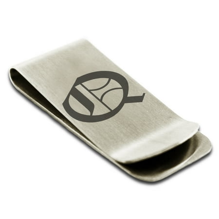 Stainless Steel Letter Q Initial Old English Monogram Engraved Engraved Money Clip Credit Card