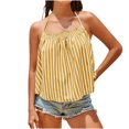 thumbnail image 3 of BiZtdJrK Womens Striped Halter Tank Tops Sleeveless Shirts Backless Camisole Summer Casual Vacation Tanks Yellow XXL, 3 of 5