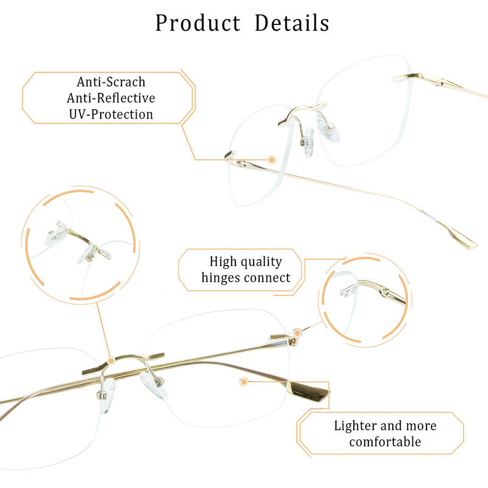 LifeArt Pure Titanium Frame Glasses/Blue Light Blocking Reading Glasses, Reduce Eyestrain, Stylish for Men and Women(Gold,+4.00 Magnification)