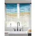 thumbnail image 2 of Teal Blue Gradient Beach Sheer Curtains 2 Panels Set Abstracts Seaside Ocean Wave Coastal Sheer Window Curtains Light Filtering Rod Pocket Voile Drapes for Bedroom Living Room 52"x54", 2 of 8