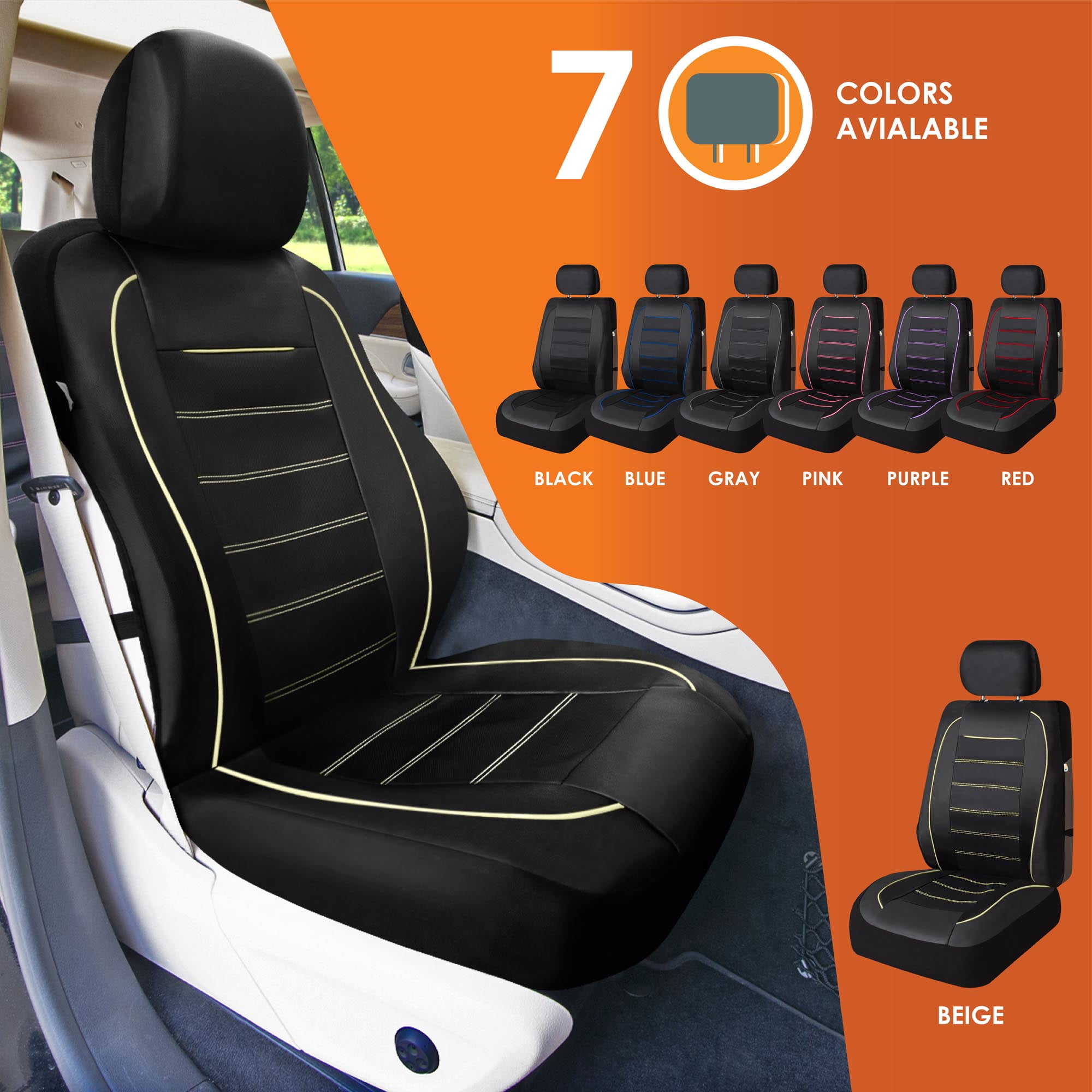 Universal Fit Car Seat Cover – Full Set of Automotive Car Seat Covers, Premier Leatherette Seat Covers, Water-resistant Seat Protector for Cars, Trucks, SUVs and Vans