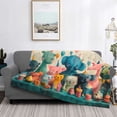 thumbnail image 2 of Rateoe Cute Animal Party Pattern Flannel Throw Blanket, Ultra-soft Blanket for Bed, Couch, Car, Hypoallergenic Anti-pilling blanket-80"x60"(Horizontal), 2 of 6