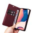 thumbnail image 5 of Wallet Case for iPhone 14 Plus, Business Style PU Leather Magnetic Adsorption Flip Folio Cover with Kickstand Card Slots Cash Holder Soft Silicone Shockproof Protective Case,Winered, 5 of 8