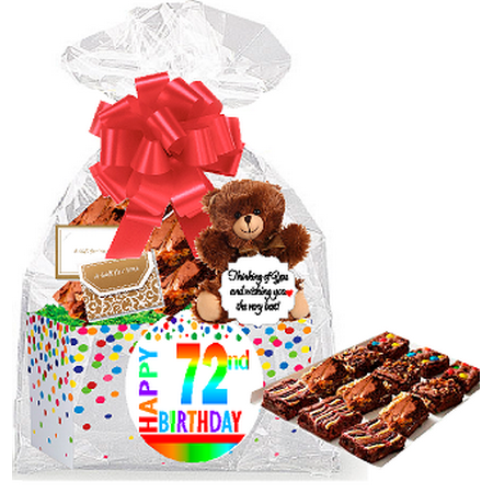 - 72nd Birthday / Anniversary Gourmet Food Gift Basket Chocolate Brownie Variety Gift Pack Box (Individually Wrapped) 12pack
