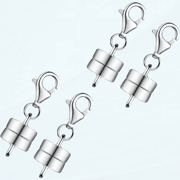 925 Sterling Silver Magnetic Necklace Clasps and Closures Magnetic Jewelry Clasp Connector Chain Extender Locking Magnetic Converters Jewelry Making Supplies for Necklace Bracelet Craft(Silver)