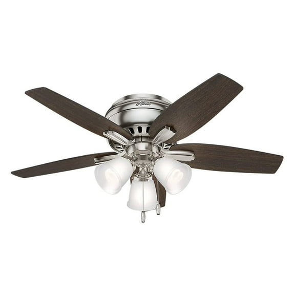 Hunter Newsome 42" Ceiling Fan with LED Lights and Pull Chain, Brushed Nickel
