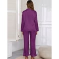thumbnail image 4 of SWSMCLT Women's Button Pajama Set Breathable Elastic Band Cigarette Long Sleeve Nightwear Comfy Lounge Set Purple XX-Large, 4 of 5
