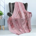 thumbnail image 4 of Wood Print Soft Flannel Fleece Throw Blanket, Pastel Pink Rustic Planks a Distressed Look Barn House Cottage Theme, Cozy Plush for Indoor and Outdoor Use, 60" x 80", Pink Baby Pink Grey, by Ambesonne, 4 of 5