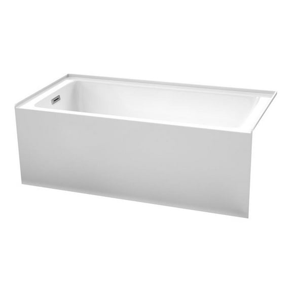 Pemberly Row 60x30" Acrylic Alcove Bathtub in White/Chrome Finish