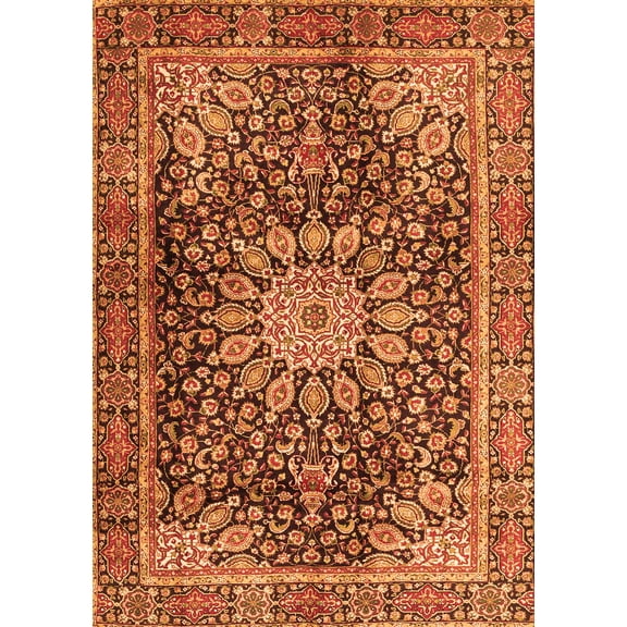 Ahgly Company Indoor Rectangle Persian Orange Traditional Area Rugs, 5' x 7'
