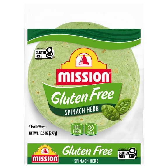 Mission Gluten Free Spinach & Herb Tortilla Wraps, 6 Count