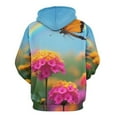 thumbnail image 3 of Butterfly Rainbow Floral Print Men's Women Vintage 3D Hooded Sweatshirt - All-Season Loose Fit Streetwear, 3 of 6