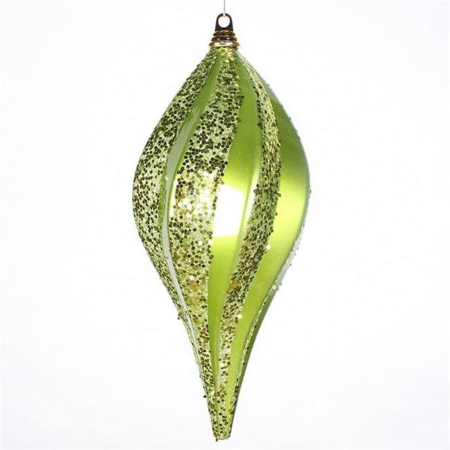 Vickerman M1325LM 8 in. Lime Candy Glitter Swirl Drop Ornament