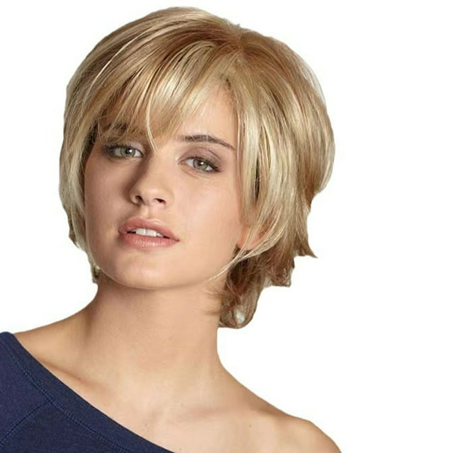 Jumpingount Peluca rubia para mujer, fácil de mantener, aspecto realista y natural, pelo corto rubio Cuidado del cabello