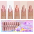 thumbnail image 1 of 5 Colors Soft Gel Nail Tips Pre-applied Base Coat & Tip Primer Pre-made Fake Nails 15 Sizes False Nail Tips for Nail Art DIY, 1 of 7