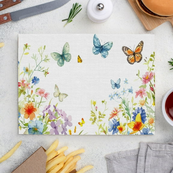 Place Mats Set,Decorative Table Place Mats For For In Door Dinning,Heat Insulation Stain Resistant Table Mats(Flower)