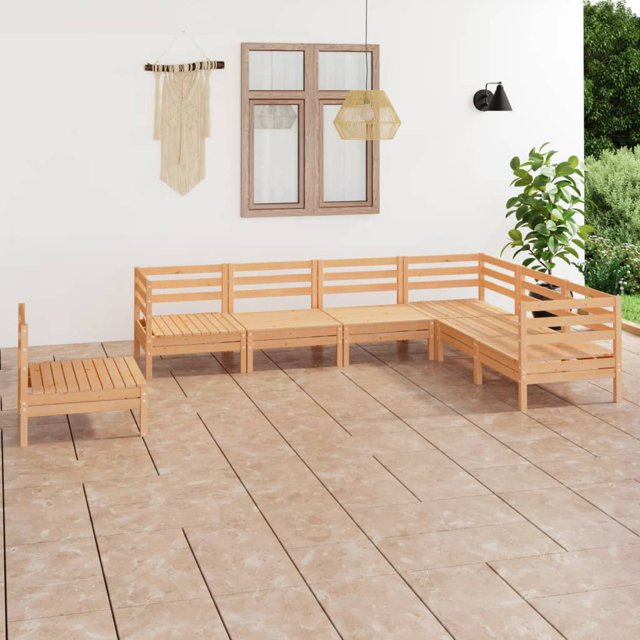 vidaXL Ensemble de Salon de Jardin 7 Pcs en Bois Massif de Pin
