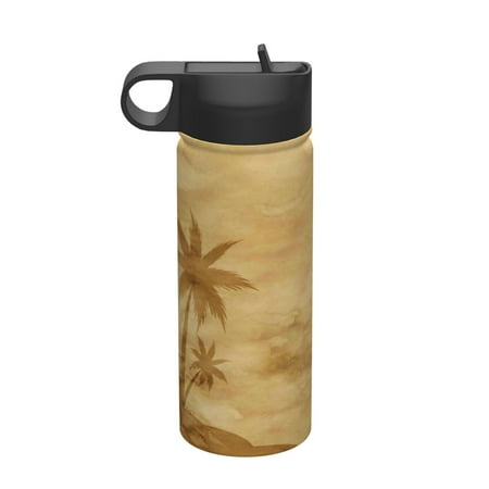 

Ocsxa Retro Palm Tree Print 18 oz Insulated Water Bottle With Straw Stainless Steel Sports Water Cup Flask Wide Mouth Travel Thermal Mug for Home Office or Car