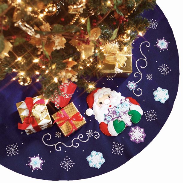 Design Works™ Snowflake Santa Tree Skirt Felt & Sequin Kit Walmart