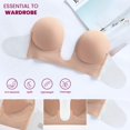 thumbnail image 4 of Women's Deep Plunge Strapless Backless Sticky Underwire Push Up Adhesive Bra, 4 of 7