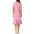 thumbnail image 3 of INSPIRE CHIC Women's Sheath Dress Cocktail Party 1950s Vintage Button Decor Ruffled Mermaid Midi Dress S Pink, 3 of 6