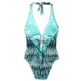thumbnail image 4 of Bar III INDIGO Deep V-Neck Plunge Lace-Up One-Piece Swimsuit, US X-Small, 4 of 4