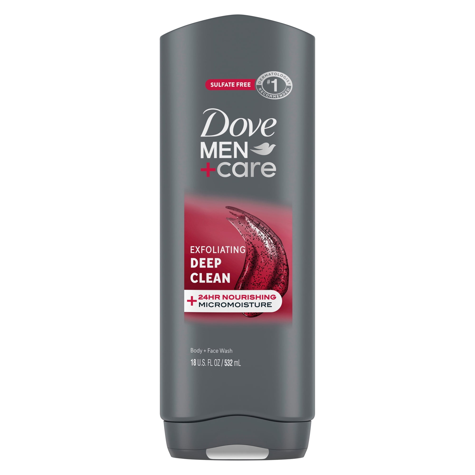 Dove Men+Care Body and Face Wash Body Wash for Men Exfoliating Deep Clean with 24-Hour Nourishing Micromoisture Technology, 18 fl oz