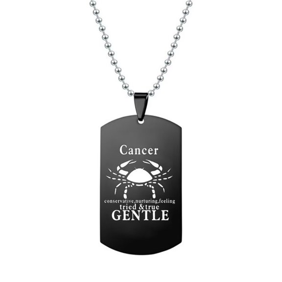 PAURO Men's Stainless Steel Vintage Square 12 Constellation Zodiac Sign Astrology Horoscope Pendant Necklace Cancer