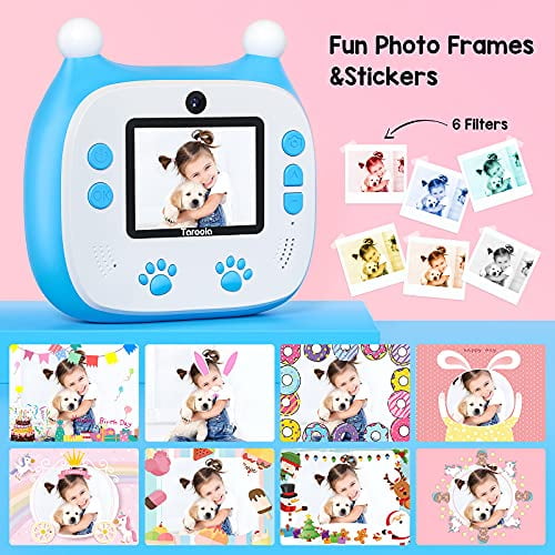 Taroola Instant Print Camera for Kids, 1080P Video 26MP Digital Selfie  Camera with Dual Lens,16G SD Card,Paper Film,Color Pens Kids Camcorder for  3-12 