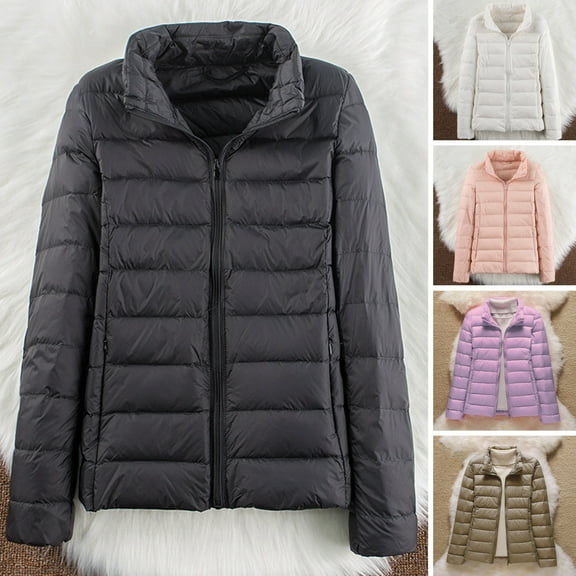 BAETEUY Winter Down Coat Thickened Padded Stand Collar Pockets Zipper