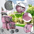 thumbnail image 4 of YRLLENSDAN Double Dog Stroller for Small Medium Dogs 10 lbs 30 lbs Double Cat Stroller for 2 Cats Portable Foldable Pet Stroller for 2 Dogs with Bottle Holder and Storage bag,Pink, 4 of 7