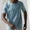 thumbnail image 5 of Mens T-Shirts Summer Fashion Ice Silk Cotton Solid Color Versatile Loose Short Sleeve Underlay Top Shirts, 5 of 5