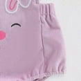 thumbnail image 6 of mgoYE My First Easter Baby Girl Outfit Newborn Summer Ruffle Romper Corduroy Sleeveless Jumpsuit Cute Easter Clothes with Headband(Purple,0-3 Months), 6 of 8