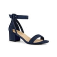 thumbnail image 1 of BLISSFUL STEP Sandales à Talon Épais pour Femmes avec Bride à la Cheville Bleu Marine 7,5, 1 of 7