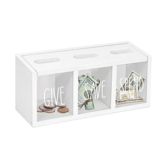 HLONK Wooden Give Save Spend Money Saving Box For Kids Countertop Kid Piggy B❄ M6X5