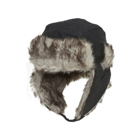 Ushanka Faux Fur Trapper Winter Flight Trooper Hat Cap - CHARCOAL ...
