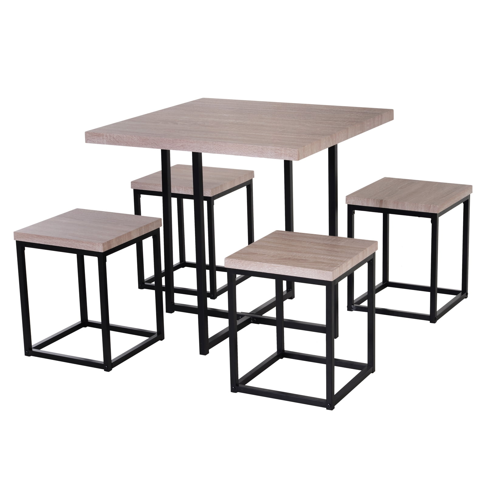 HOMCOM 5 Pieces Compact Wooden Dining Set Table Chairs Kitchen Bar Home Furniture 