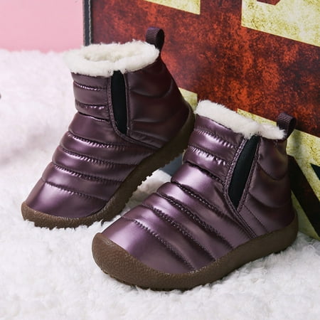 

Akiihool Booties Baby Boys Girls Shoes Soft Rubber Sole Sneakers Elliot Leather Sneaker Boots (Purple 1.5)
