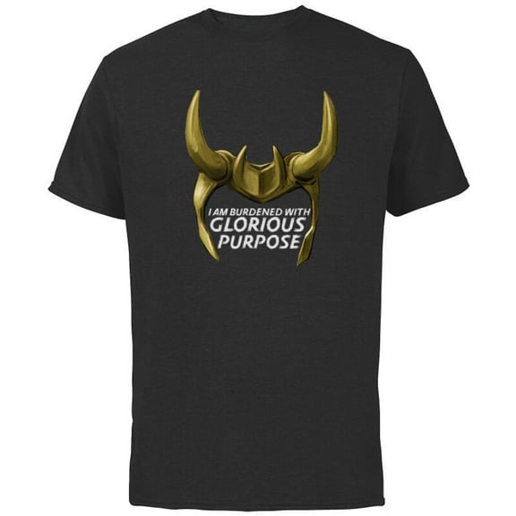 Marvel Loki Horned Helmet Burdened with Glorious Purpose - Short Sleeve Cotton T-Shirt for Adults - Customized-Black