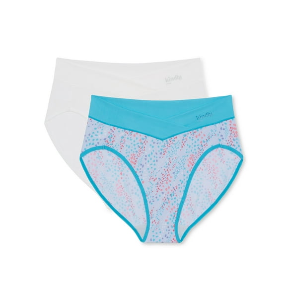 Kindly Yours Women’s Sustainable So Comfy Crossover Waist Hi-Cut Underwear, 2-Pack