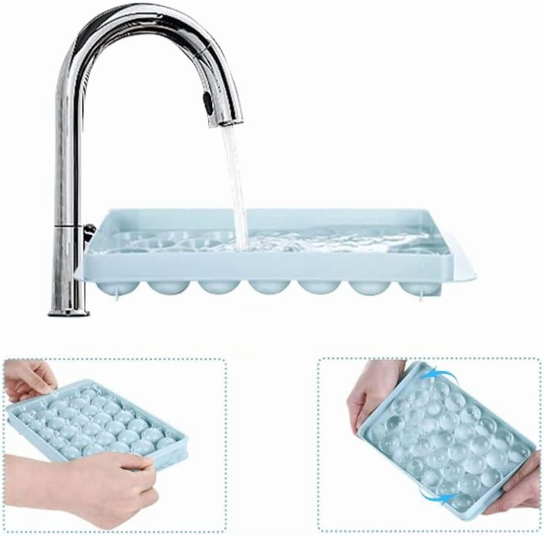 3 Pack Ice Cube Tray Set with Lid Round Mini Ice Ball Maker Mold with Container for Freezer,Circle Ice Trays Making with Sphere Chilling Drinks for Freezer Easy Release Tray for Cocktail Whiskey Tea