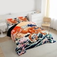 thumbnail image 3 of jejeloiu Japanese Ocean Waves Twin Comforter Sets,Wild Animals Octopus Bedding Set For Men Women Reversible 2pcs, 3 of 8