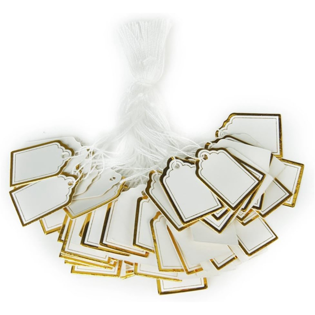 Etiquetas de Precio de Joyería Rectangulares de 500 Piezas con Cordón para Colgar para Anillos, Pulseras y Aretes, Etiquetas de Exhibición