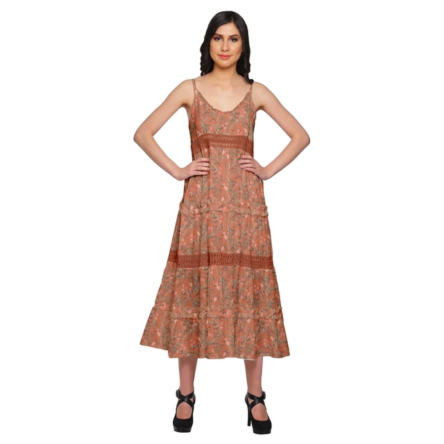 Moomaya Robe Maxi Sans Manches à Bretelles Spaghetti Ajustables pour Femmes Grande Taille