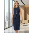 thumbnail image 4 of DARING DIVA 2Pcs Women's Work Button Down Vest Blazer Suit Skirt Set XL Dark Blue, 4 of 8