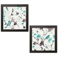 thumbnail image 2 of Gango Home Decor Watercolor-Style Floral and Bird Wall Art; Two Blue 12x12in Art Prints in Black Frames, 2 of 6