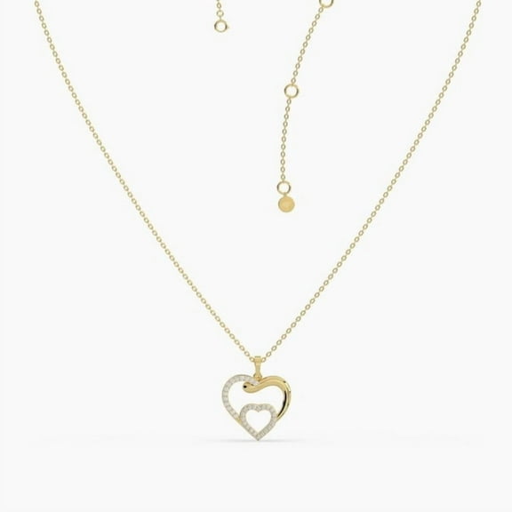 Double Heart Pendant Necklace for Women in 14K Yellow Gold Vermeil – Dainty Love Necklace, Heart Jewelry for Her