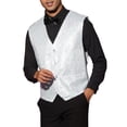thumbnail image 4 of INSPIRE CHIC Sequin Suit Vest for Men's V-Neck Sleeveless Disco Sparkly Waistcoat M White, 4 of 5